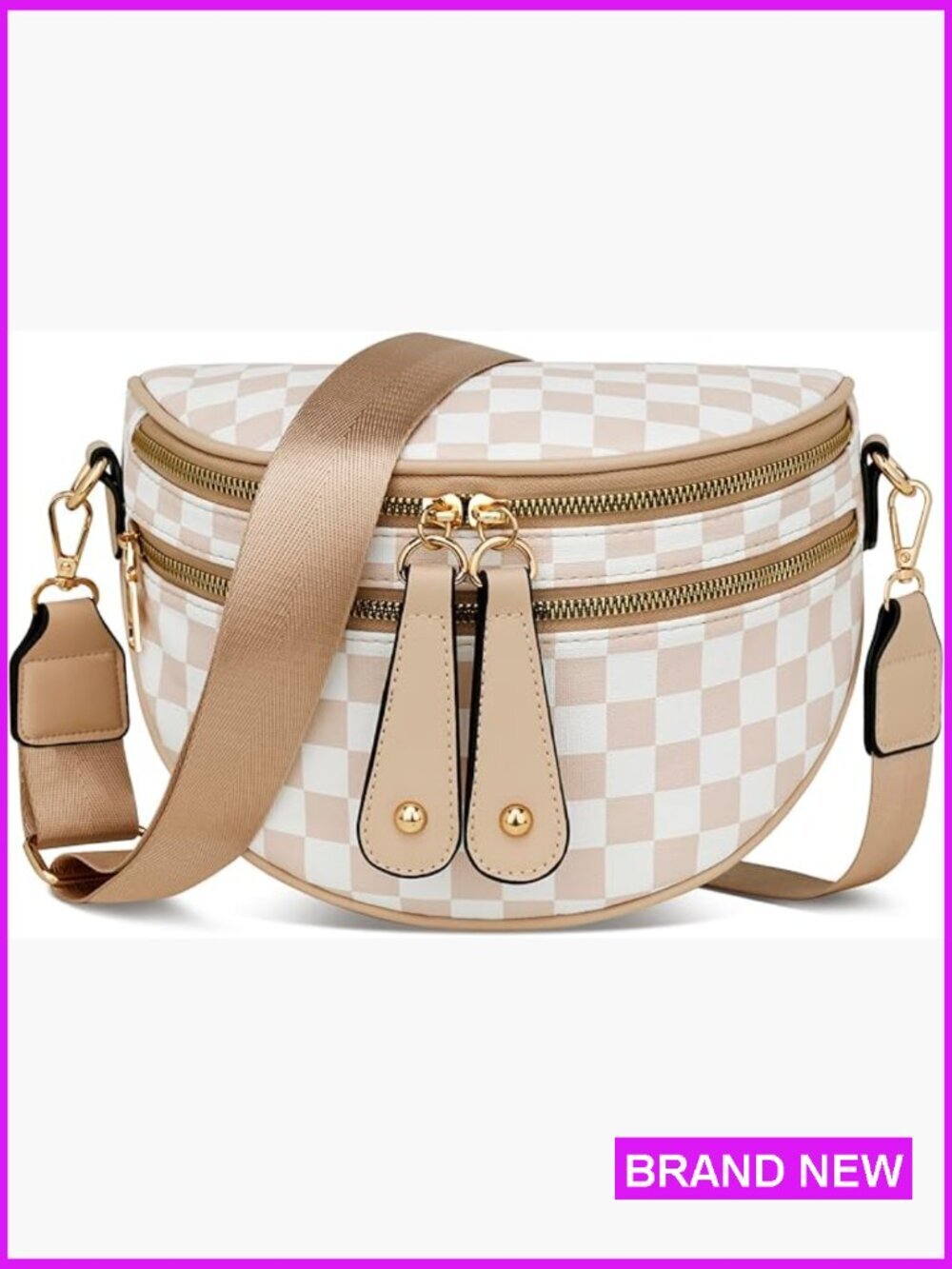 Vegan Leather Crossbody Sling Bag Trendy Chest Bag Adjustable Shoulder Strap